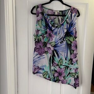 Dress Barn Floral Cowl Neck Tank Top in Purple, Teal and Black
